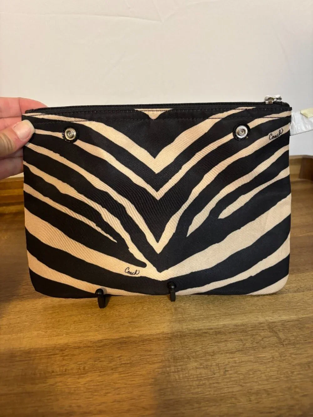 Coach Zebra Print Nylon Cosmetic Weekender Bag Pouch